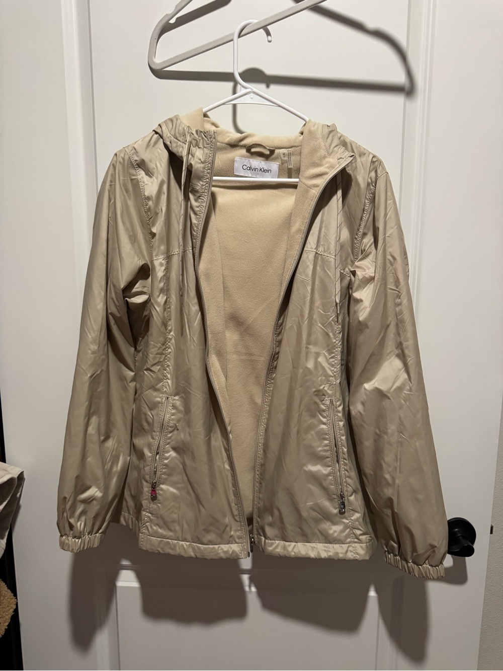 Calvin Klein Beige Hooded Windbreaker Jacket